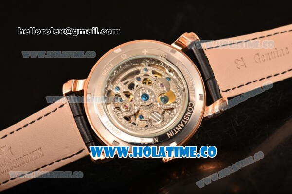 Vacheron Constantin Malte Asia Automatic Rose Gold Case with Black Skeleton Dial and Roman Numeral Markers - Click Image to Close